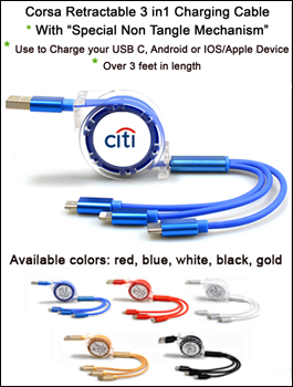 Corsa 3 in 1 Retractable Charging Cable